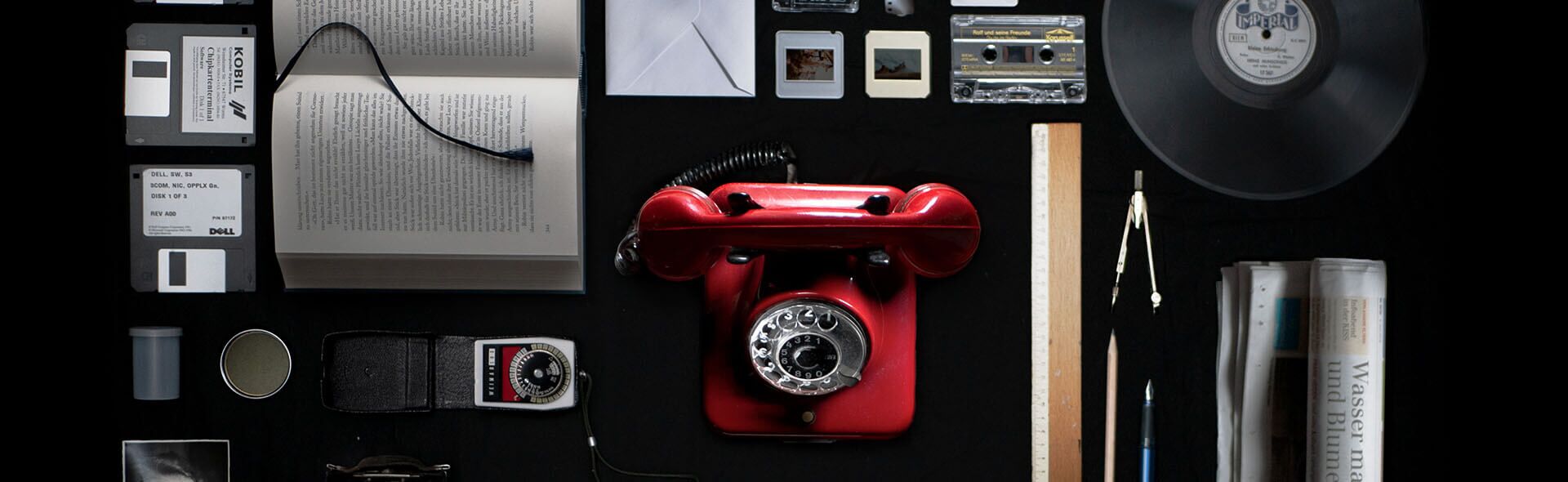Red telephone, vinyl, video tapes and other retro stuff